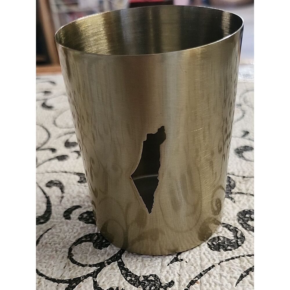 Metallic Gold Decorative Candle Holder with Cutout Design